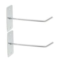 2 Pcs Wall Board Hanger Metal Clothes Towels Display Hook Silver Tone