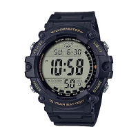 Casio Illuminator Extra Long Strap 10-Year Battery 100 M Water Resistant 5-Alarm w/Countdown Timer Mens Digital Watch, Black, AE-1500WHX-1AVCF