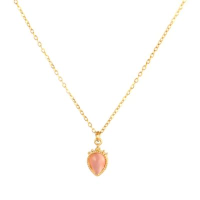 JDY6H 316L Stainless Steel Necklaces For Women Gold Color Pendant Pink Natural  Stone Necklace Chain Choker Necklace Jewelry Wholes