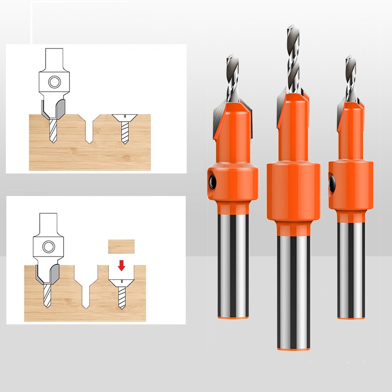 1/5pcs COUNTERSINK AND SCREW SET PILOT DRILL BITS COUNTER SINK SCREW SINK NEW 