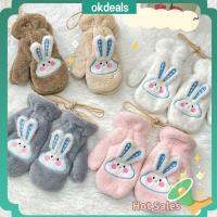 OKDEALS 1Pair ตุ๊กตาผ้าพลัฌ ของขวัญอุ่นขึ้น คอห้อยคอ ที่ป้องกันมือ ถุงมือปักกระต่าย ถุงมืออุ่นฤดูหนาว ถุงมือหนาขึ้น