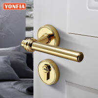 YONFIA 8031โบราณ Traditioinal PVD Gold Home Room ประตู Handle สำหรับภายในประตูล็อคชุดสำหรับห้องนอนไม้ประตู Handle Gold