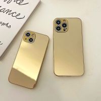 Luxury Gold Plated Electroplated Phone Case For iPhone 14 13 12 Pro Max 11 X Xsmax XR 8 7 Plus Mirror Flip Coque Lens Protection