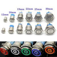 12/16/19/22/25/30mm Waterproof Metal Push Button Switch LED Light Momentary Latching Car Engine Power Switch 5V 12V 24V 220V Electrical Circuitry  Par