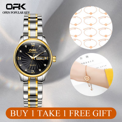 [ซื้อ 1 TAKE 1 ของขวัญฟรี] OPKนาฬิกาสำหรับผู้หญิงร้อนขายกันน้ำเดิมซิลเวอร์โกลด์ใหม่ควอตซ์สแตนเลสนาฬิกา 2020 แฟชั่นหรูหราหรูหรา