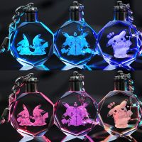 Corinada Pokemon Anime Figure Pikachu Togepi Charizard Eevee Jigglypuff Crystal Luminous Keychain Pendant Childrens Toy Birthday Gifts