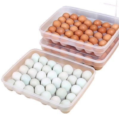 ஐ卍ﺴ 34 Grid Egg Box Eggs Tray with Lid Drawer Fresh-keeping Case Holder Refrigerator Organizer Storage Box Kitchen Food Container