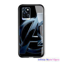 UCUC เคสโทรศัพท์เคสสำหรับ Infinix Note 10 Pro NFC ปลอก Marvel UCUC เคสโทรศัพท์เคสสำหรับ Boys โลโก้จดหมาย "" 10ปีเคสมันวาวกระจกเทมเปอร์ฝาหลังปลอก