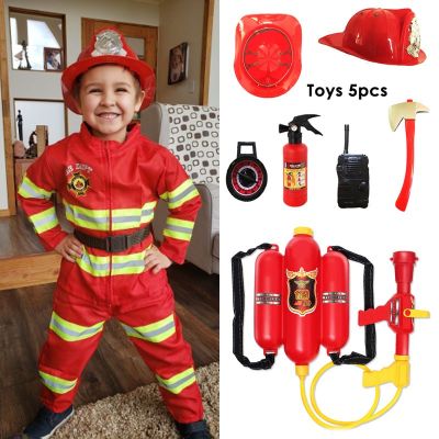 Halloween Firefighter Cosplay Costume for Kids Boys Girls Carnival Party Sam Fireman Uniform Carnival Toys Outfits Work Clothing