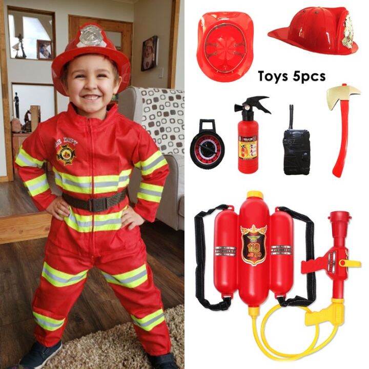 Halloween Firefighter Cosplay Costume For Kids Boys Girls Carnival