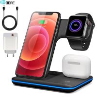 DCAE Fast Wireless Charger Stand 3 In 1 Charging Station 15W Pad Dock For Apple Watch 8 7 Airpods Pro Iphone 14 13 12 11 XR X 8