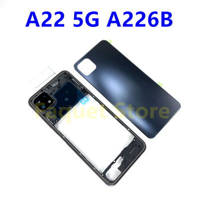 สำหรับ Samsung Galaxy A22 5G A226B โทรศัพท์กรอบกลาง + ฝาหลังแบตเตอรี่ฝาครอบด้านหลังเลนส์กล้อง Cove-lfdddd