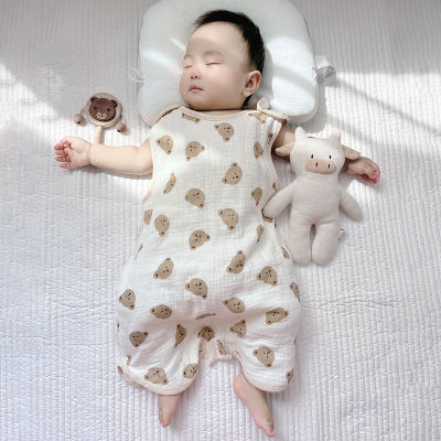 Muslin ถุงนอนเด็กฤดูร้อนแขนกุดทารกแรกเกิด Sleepsack ทารกอุปกรณ์เสริมผ้าฝ้ายบางเสื้อกั๊กชุดนอน Anti-Kick ผ้านวม