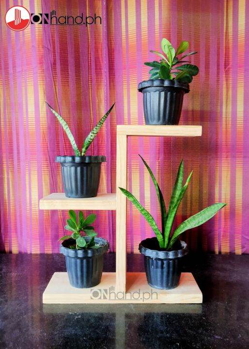 Plant Stand Mini Wood Plant Rack 4 Tiers Lazada PH