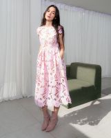 SP259 : Peony Dress เดรสลูกไม้ 3D ลายดอกโบตั๋น