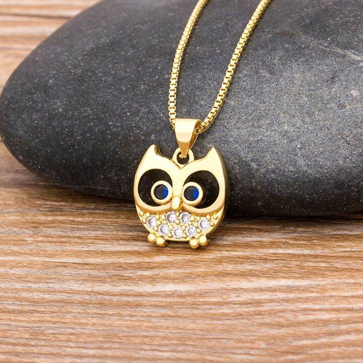 1/4 cttw Diamond Owl 16-Inch Necklace in 14k White Gold www.unae