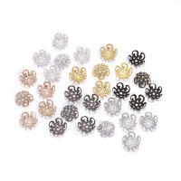 100pcs 8 10mm  Gold Metal Hollow Flower Spacer Beads End Caps Pendant DIY Charms Connectors For Jewelry Making Findings Beads