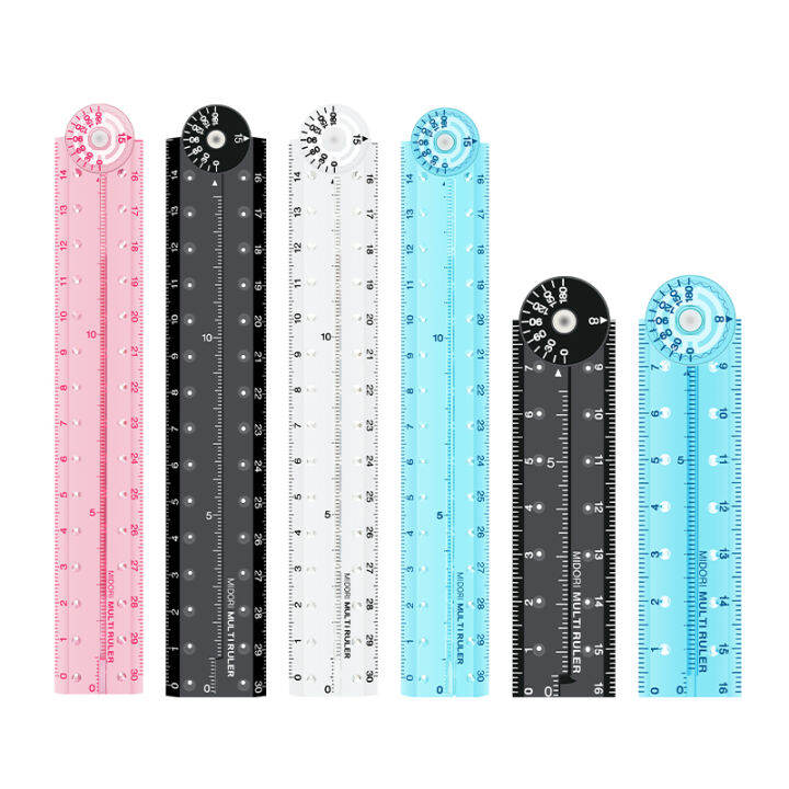 Japan midori folding ruler color transparent ruler with protractor ...