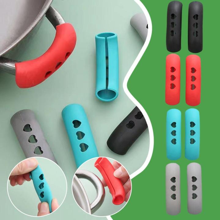 2Pcs Silicone Pan Handle Cover Heat Insulation Covers Pot Ear Clip