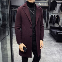 2023ฤดูใบไม้ร่วงผู้ชาย Trench Coats แจ็คเก็ตยาว Mens Slim Fit Casual Wool Blends ธุรกิจ Casual Trench Long Coats