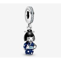 [พร้อมส่ง สินค้าแท้ ?] Pandora Japanese Doll in Blue Kimono Dangle Charm