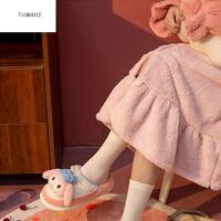 TOMANY นุ่มสบายน่ารัก Cinnamoroll My Melody Kt รองเท้าแตะผ้าฝ้ายผ้ากำมะหยี่แมวรองเท้าใส่ในบ้านลายการ์ตูนรองเท้าใช้ในบ้านรองเท้าแตะสตรี