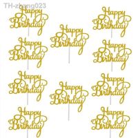 10pcs Cake Decorations Topper for Cake Glitter Paper Gold Black Happy Birthday Cake Toppers Birthday DIY Party Supplies Cupcake