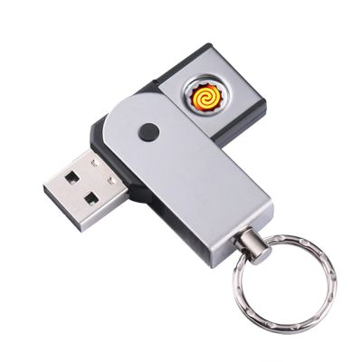 ZZOOI Mini USB Lighter Smart Double-Sided Lighter Keychain Flash Drive Type Outdoor Metal Windproof Electronic Lighter Gifts