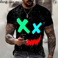 Summer short-sleeved mens street fashion top 3D T-shirt printing pattern plus size hip-hop style short-sleeved T-shirt