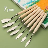 7Pcs/Set Stainless Steel Oil Painting Knives Artist Crafts Spatula Palette Knife Oil Painting Mixing Knife Scraper Art Tools