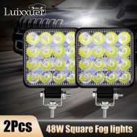 2Pcs 48W Square Fog Lights Car Lamp Diode LED Headlights SUV Truck Driving Spotlight Work Light for Car Repairing Camping