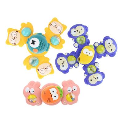 High Chair Toys with Suction Cups Spinner Teething Fidget Toy 3pcs Toddler High Chair Cartoon Animal Hand Spinning Sensory Toy Girls Boys Newborn Gift beneficial
