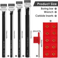 ✔ Lathe Boring Bar Turning Tool S06K/S07K/S08K/S10K-SCLCR06 Lathe Turning Tools Holder Set With Carbide Inserts and Wrenches