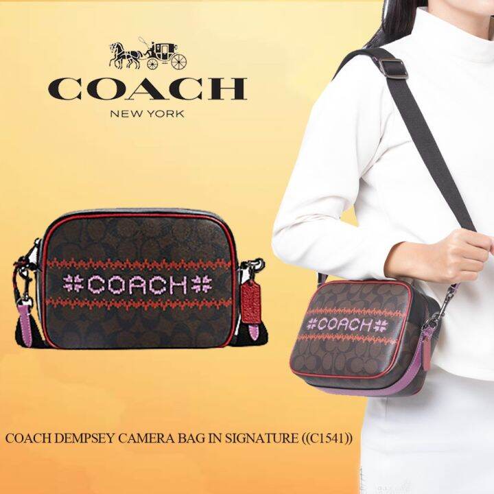 COACH DEMPSEY CAMERA BAG IN SIGNATURE ((C1541)) Lazada.co.th