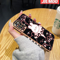 JIUMOO เคสสำหรับ Infinix Note 10 Pro เคส NFC กระต่ายมีความสุขการ์ตูนใหม่กรอบสี่เหลี่ยมพื้นผิวเคสนิ่มซิลิกาเจลกันกระแทกเคสมือถือฝาครอบป้องกันเลนส์กล้องถ่ายรูป