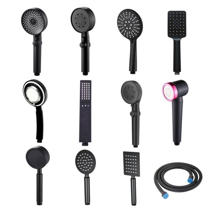 Handheld Shower Head Water Saving Black Bathroom Rainfall Shower