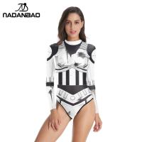 NADANBAO 2021 Female Bathing Suit Movie Cartoon Anime Print Beach Surfing Swim Suits Long Sleeve Swimwear Bodysuit