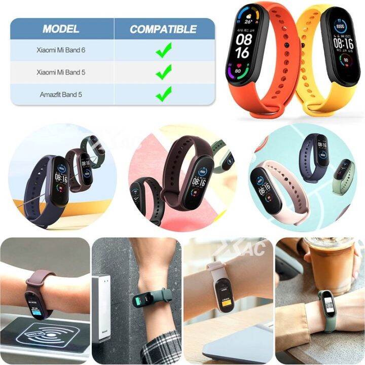 สายนาฬิกาข้อมือซิลิโคน-ระบายอากาศ-สีชมพู-สําหรับ-miband-7-6-band-5