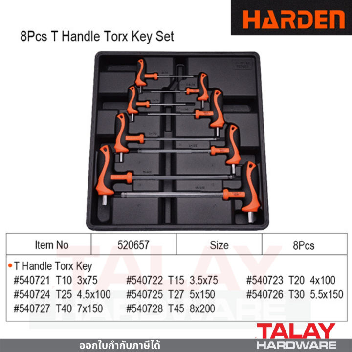 ประแจท็อค-ด้ามตัวที-ประแจท็อก-torx-ชุด-8-ชิ้น-harden-520657