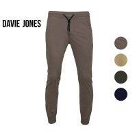 DAVIE JONES กางเกงจ็อกเกอร์ เอวยางยืด ขาจั๊ม ผ้าคอตตอน Drawstring Cotton Joggers PL0012BR KH GR BK