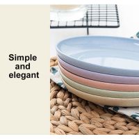 5PCS 15cm Wheat Straw Plate Set Round Dishes Unbreakable Lightweight Fruit Snack Salad Kids Dessert Dinner Plates Home Picnic