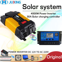 JUXING ระบบไฟฟ้าพลังงานแสงอาทิตย์ 4000W อินเวอร์เตอร์ไฟฟ้า พร้อมตัวควบคุมการประจุพลังงานแสงอาทิตย์ 30A DC12V ถึง AC220V บ้านกลางแจ้ง