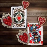 1set Beaded Poker Cards Embroidery Applique Sequin Heart Badges Fabric Patches Sew on for Clothes Decorated Craft Sewing  A123 Sewing Machine Parts  A