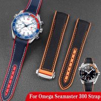 2023 Original ☁┋☬ Tali Jam Tangan Pria Kedap Air Tali Jam Tangan Baru untuk Omega Colon 300 Ocean 20Mm 22Mm Hitam Biru Oranye Merah Kain Nilon Karet