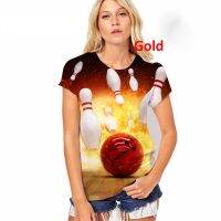 2023 newWomens T-shirt Summer New Fashion Womens Bowling Ball Printed Short Sleeve O-neck Casual T-shirt Loose Top Shirt