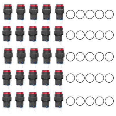 25ชิ้นปุ่มสวิทช์ Momentary ล็อคตัวเอง5ขา16มิลลิเมตรด้วยแสง24โวลต์ชุดชุดสำหรับอุปกรณ์สีแดง