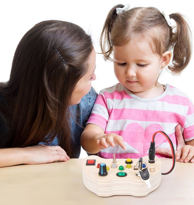ปุ่มไฟ-led-บอร์ดสวิตช์ยุ่งๆ-montessori-ไม้เด็กๆการรับรู้เครื่องช่วยในการสอนของเล่นเพื่อการศึกษาฝึกความสามารถการใช้มือ