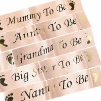 AJOQNU Fashion Grandma To Be Rose Gold Blue Pink Newborn Party Decoration Boy Girl Baby Shower Sash Footprint Mom Favor Gift