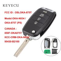 【▨】 beads.and.accessories Keyecu กุญแจรีโมทพับได้ Fob 3 + 1ปุ่ม433MHz สำหรับ Kia Soul 2014 2015 2016 2017กุญแจ,FCC OSLOKA-875T