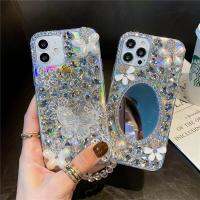 เคสโทรศัพท์มีสายคล้องกระจกไรน์สโตนทำด้วยมือสุดหรูสำหรับ S21 S20ของ Samsung Galaxy S22พร้อมเคสซิลิโคนเนื้อนิ่มทันสมัย S20เป็นพิเศษเคสด้านหลังจาก GGQcase